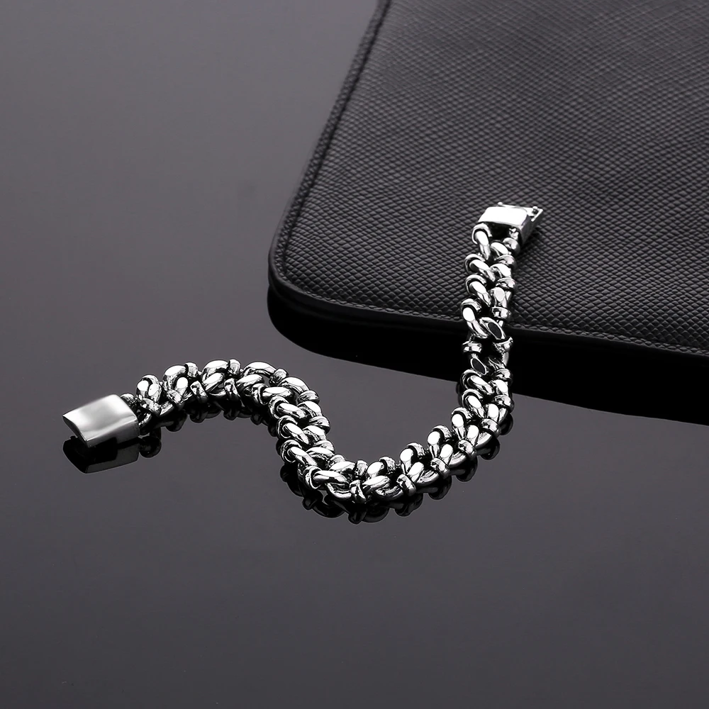 Панк черепа Будда браслет мотоцикла звеньевой Модный Байкерский мужской цепь