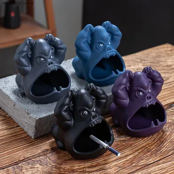 

Ceramic Animal Ashtray Creative Orangutan Ceramic Windproof Ashtray Simple Home Decoration Decoration Office Smoking Set