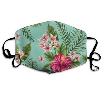 

Mouth Mask Hawaiian Tropical Leaves Flowers Print Masks - Breathable Adjustable Windproof Mouth-Muffle, Camping Running for