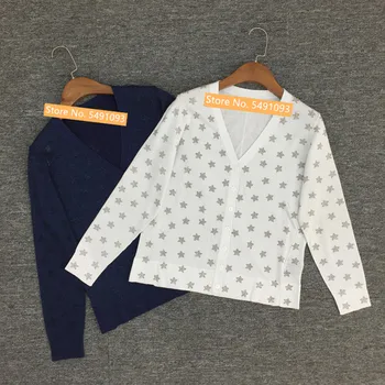 

2020 New Summer Women Thin Knitted Cardigan Sweater V-neck Single-breasted Hot Drills Stars knitwear top Wild stylish