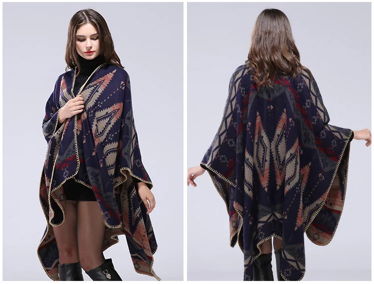 Плюс размер кардиган зимние шарфы женские осенние кашемировый пончо одеяло вязаная шаль накидка Кашемировый Шарф пончо теплые пашмины