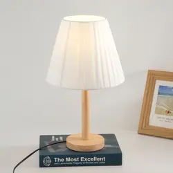 Нордическая Настольная лампа с деревянным основанием украшение на стол для дома свет топы для гостиной ткань прикроватный Абажур