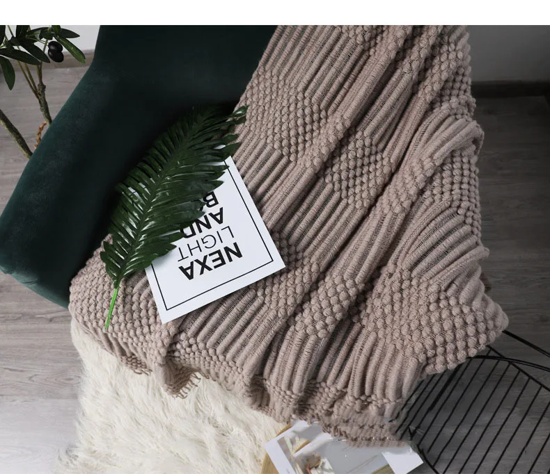 Couverture Plaid Double face à motif ananas, Plaid Jacquard en flanelle, en fil tricoté, drapeau de lit d'hôtel, décoration de maison, canapé à glands