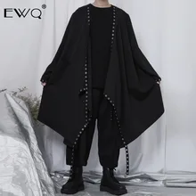 EWQ/мужская одежда Весенняя мода новая черная ветровка свободный большой размер кардиган пальто нишевый ассиметричный Тренч прилива 9Y24801