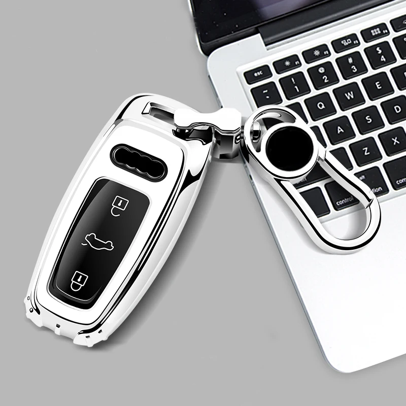 Silver with buckle ТПУ чехол для ключа автомобиля для Audi A8L A6L A7 защита ключей авто аксессуары - Название цвета: Silver with buckle