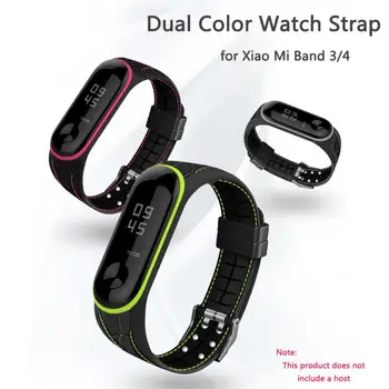 

Doubl Color Silicone Strap Replace Silicone Watch-strap For Mi Band 3/4 Silicone Wrist Strap 230mm Smart Accessories TSLM1