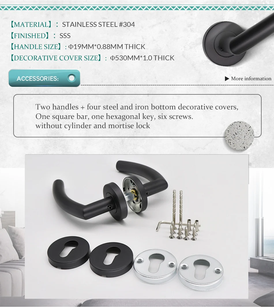 LH1007-Black-Color-Stainless-Steel-Half-Dummy-Door-Knob-For-Interior-Door-Lever-Brushed-Nickel-Door-Handle_02