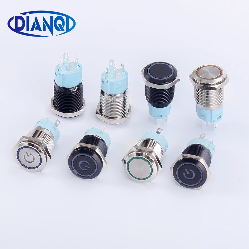 Push Button Switches 12V 5A 1NO1NC Metal Latching Push Button Switch ...