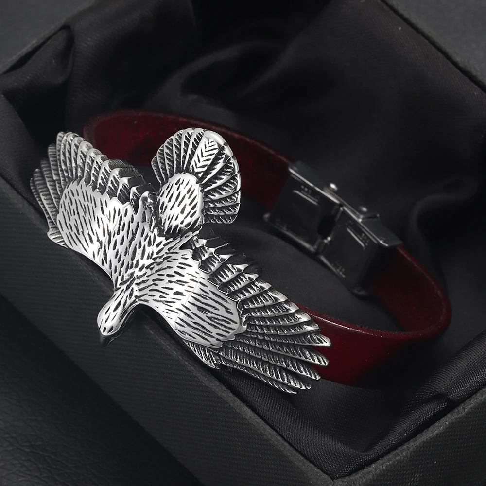 Edelstahl 11,5x3,5mm Lochgröße Metall Slide Eagle Bead Charms Slider DIY Lederarmband Schmuckherstellung Zubehör – Detail 3