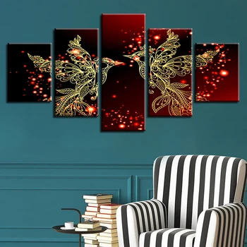 

Print Canvas Modular Framework Wall Art Painting 5 Panel The Golden Bird Popular Picture For Living Room Decor Poster