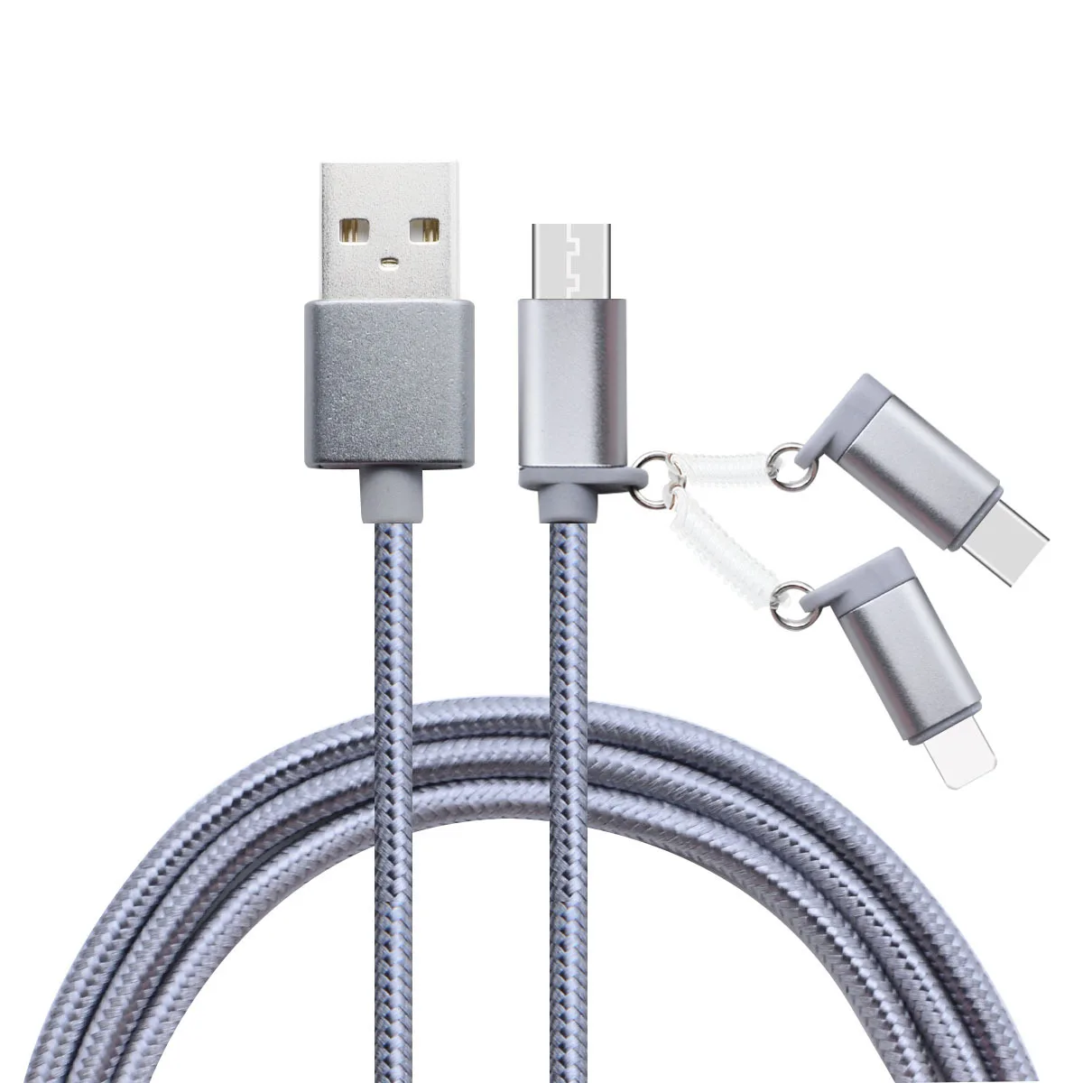 3 в 1 микро USB кабель 1 м Быстрая зарядка кабель для передачи данных типа C для Iphone X samsung S8 Xiaomi Redmi многофункциональная зарядка USB