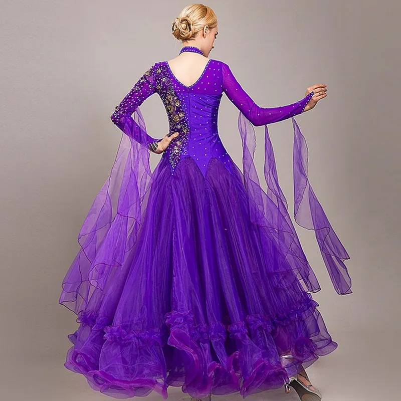 Three-dimensional Flowers Women Standard Ballroom Dance Dress Fringe Waltz Dress Rumba Costumes Modern Dance Costumes Wear