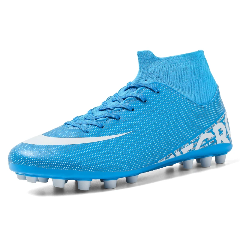 Футбольная обувь для мужчин, детские футбольные кроссовки для помещений, дерн и шип, супертонкие Футзальные оригинальные удобные водонепроницаемые бутсы, футбольная обувь - Цвет: 8376black