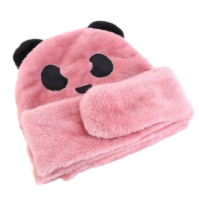 Детское зимнее милое животное панда Медведь помпон ухо 3 в 1 шарф шляпа перчатки Комплект C6UD
