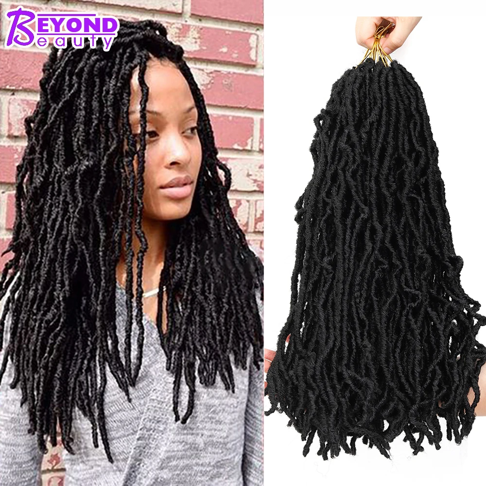 Вязаные волосы 18 дюймов Nu Locs синтетические Омбре коричневый черный плетение волос 20 прядей искусственные локоны в стиле Crochet косы