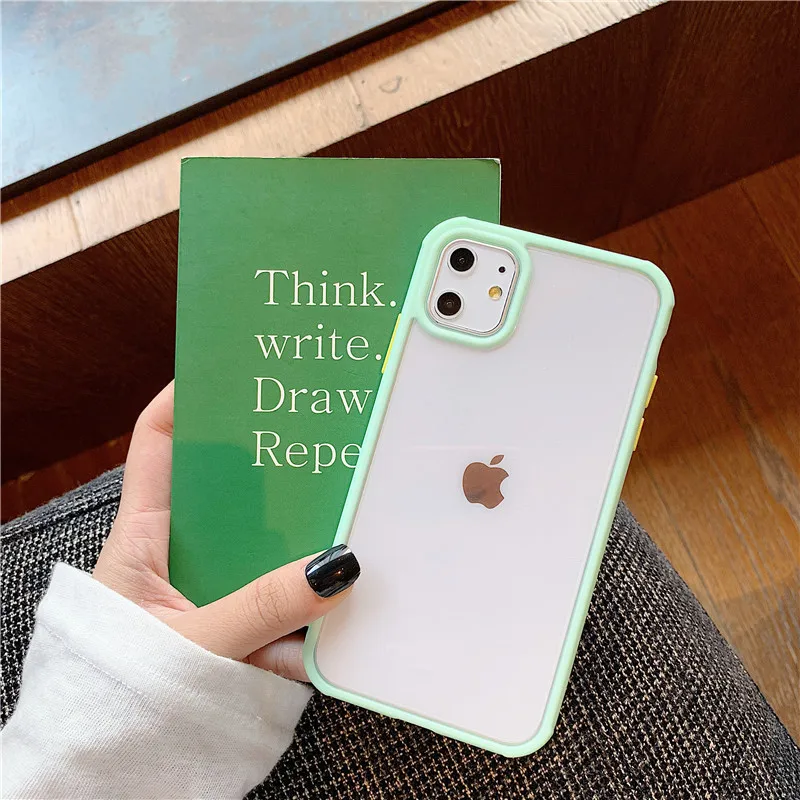 Яркий Матовый Бампер, прозрачный чехол для iphone 11 Pro Max XR Xs X+ 7 8 Plus, мягкая рамка, Твердый акриловый чехол - Цвет: Mint