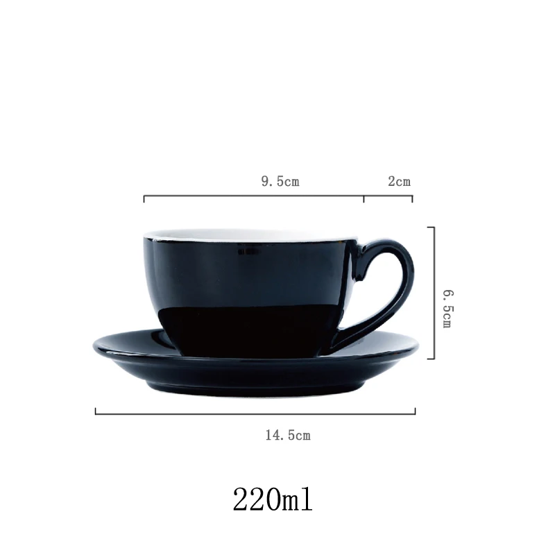 CHANSHOVA Modern Simplicity Ceramic Coffee Mug and Saucer 220ml Porcelain Coffee Cups Set Tea Milk Drinking Utensils H046 - Цвет: Black