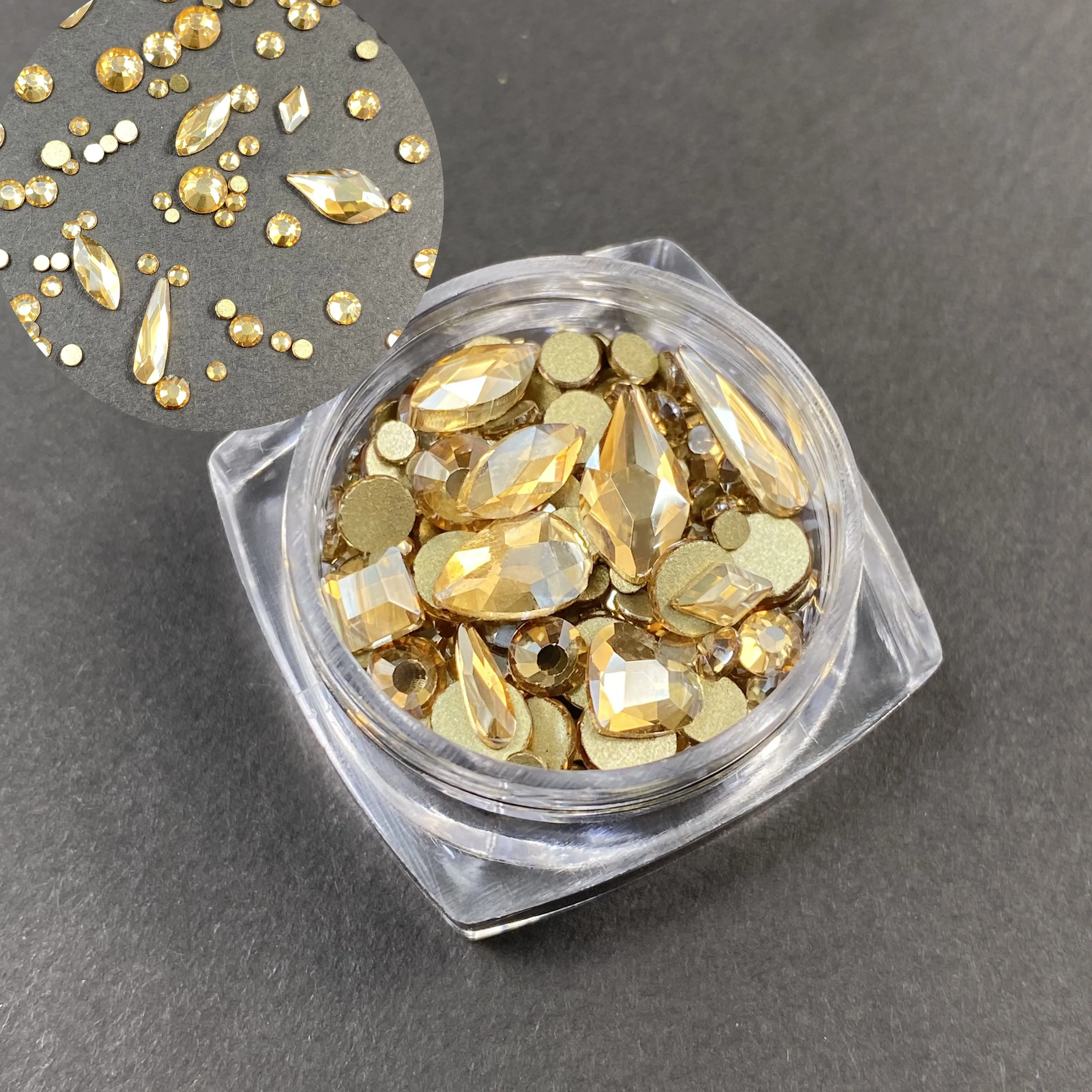 GoldShadow 1 коробка блестящие 3D Стразы разной формы с плоской задней поверхностью