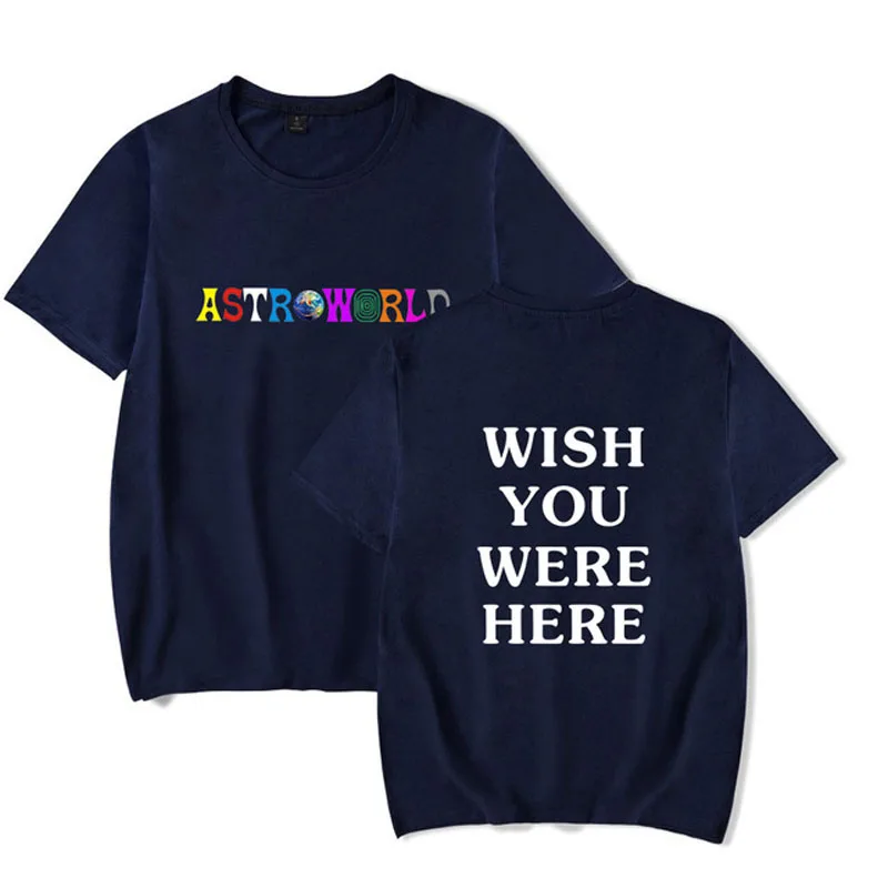 Новая мода футболка мужская хип-хоп Для женщин Трэвиса Скотта ASTROWORLD футболки Harajuku WISH YOU WERE HERE буквенный принт Футболки-топы - Цвет: 5