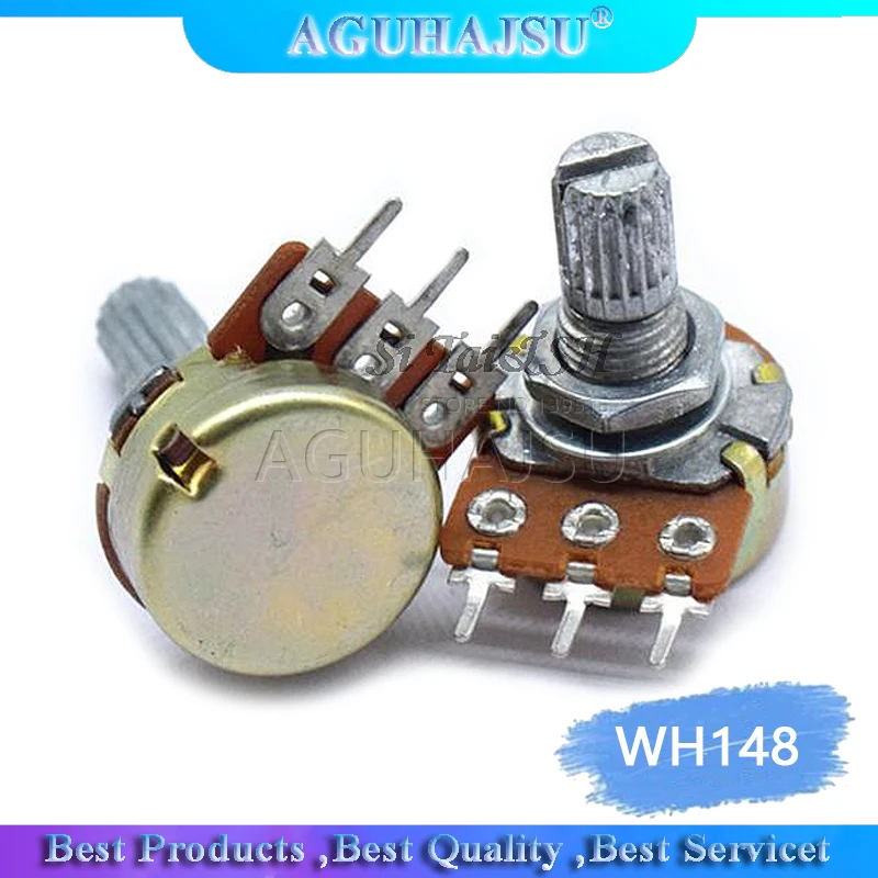 WH148 20mm Shaft Amplifier Dual Stereo Potentiometer B1K B2K B5K B10K B20K B50K B100K B500K 3Pin 1K 2K 5K 10K 50K 100K 2pcs/lot