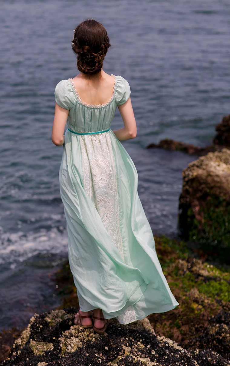 Vestido женское летнее мятно-Зеленое Шелковое хлопковое длинное платье винтажное Королевское элегантное кружевное вышитое белое/фиолетовое vestidos de festa2019