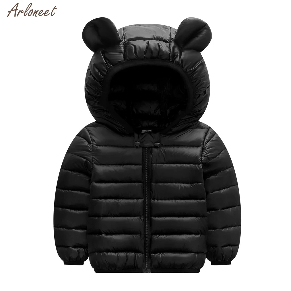 Children Boys Girl Winter Coats Jacket Kids Zip Thick Ears Snow Hooded Outwear Baby Coat Baby Coat jacket NEW Fashion