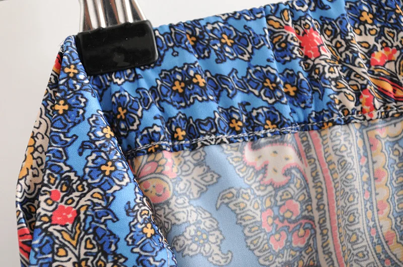 AliExpress EBay лето стиль женский западный стиль Кнопка орнамент ремень Печатный платье юбка женская