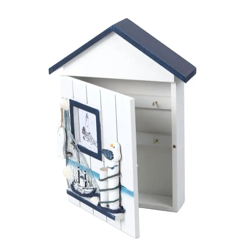 

Mediterranean House Key Locker Case Wall-Mounted Wooden Storage Box Key Box Storage Box Creative Home Wall Decoration Wall Decor