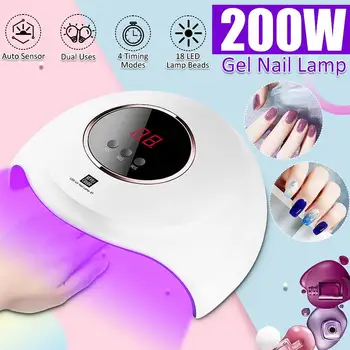 

200W UV LED Lamp For Nails Dryer Machine For Manicure Gel Nail Lamp Auto Sensor Digital Display Drying Lamp For Gel Varnish