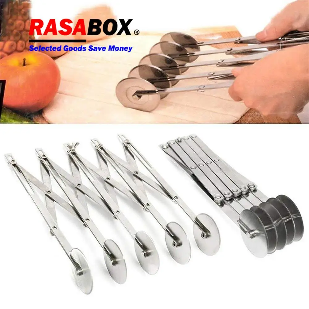 

RASABOX - Winware 5 Wheel Adjustable Dough Divider, Danish Pastry Cutter, Stainless Steel Expandable Pizza Slicer