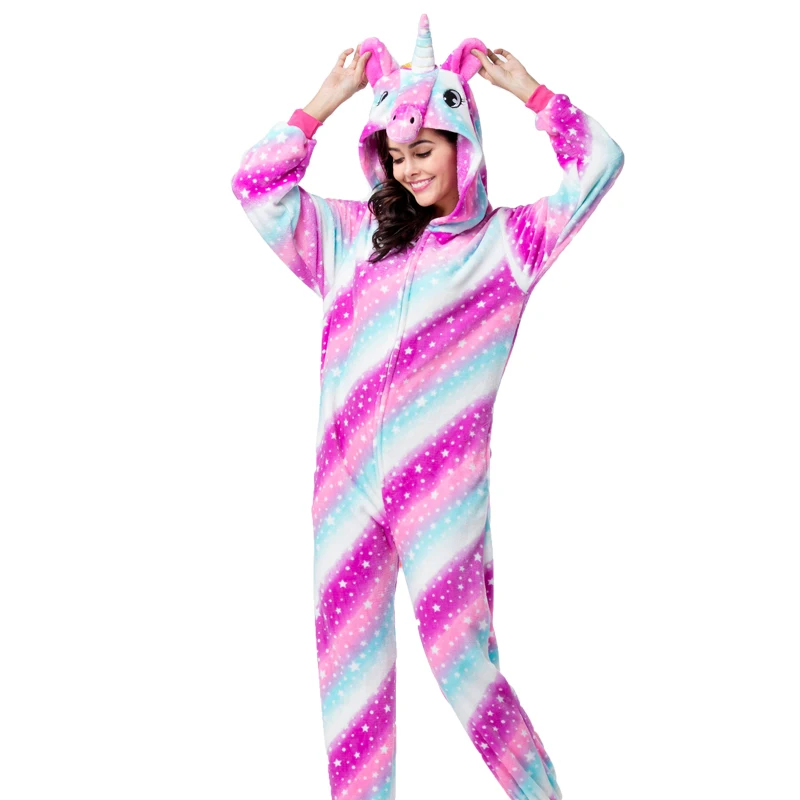 Starry sky Tianma Kigurumi Пижама зимняя, теплая, с капюшоном животного Пижама Единорог totoro Panda Покемон стежка Cat Комбинезоны для взрослых Для женщин Для мужчин - Цвет: Starry sky Tianma