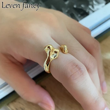 

925 Sterling Silver Ring Exaggerated Ring Open 18k Gold Irregular Ring For Women Elegant Fine Jewelry Silver Western Europe Wild