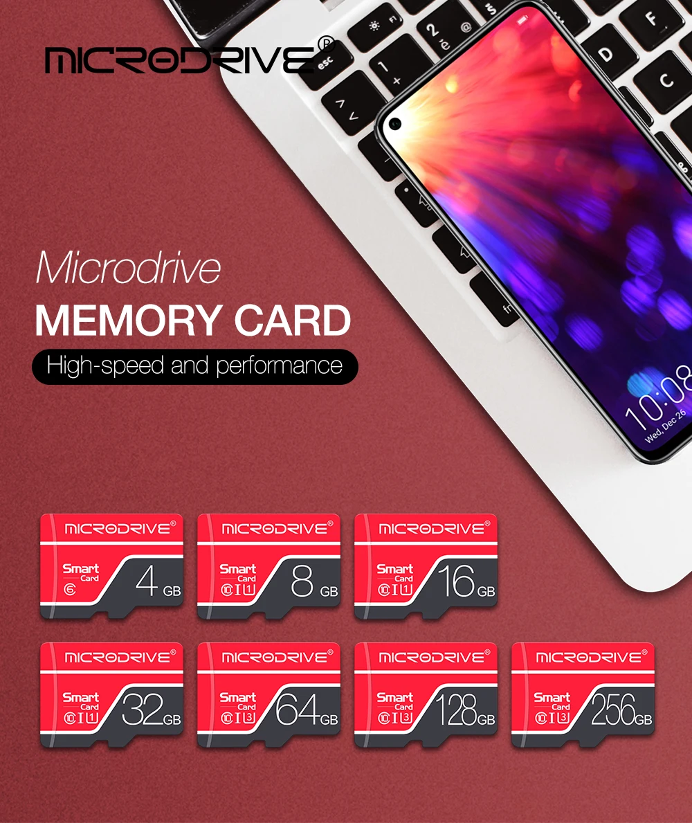 Высокоскоростная карта micro sd, 4 ГБ, 8 ГБ, 16 ГБ, 32 ГБ, 64 ГБ, 128 ГБ, 256 ГБ, SDHC/SDXC, карта памяти MicroSD/TF для смартфонов с адаптером