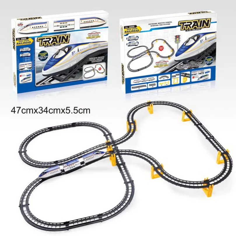 

Tren Vehicle Electric Train with Rails High Speed Railroad Railway Motorized Trian Track Set Model Toys for Kids .