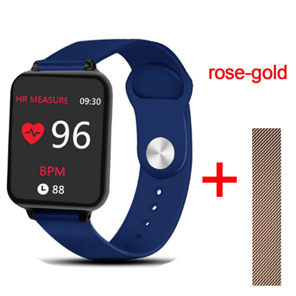 bule-rose-gold-band Смарт-часы B57, водонепроницаемые, спортивные, для iOS, Android, телефона, кровяное давление, монитор сердечного ритма, фитнес-браслет, для мужчин и женщин, смарт-браслет - Цвет: bule-rose-gold-band