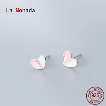 

La Monada Women Stud Earrings Korean 925 Sterling Silver Earrings For Women Jewelry Two Color Heart Women's Earrings Stylish