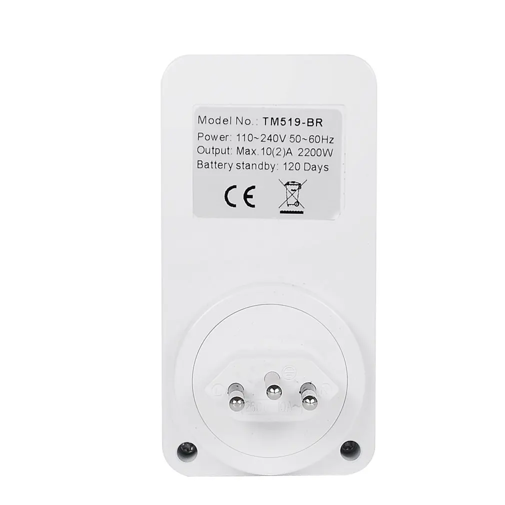 SINOTIMER TM519 7 дней Еженедельный ЖК-цифровой программируемый переключатель розетка таймер вилка контроль релейного переключателя времени ЕС/США/Великобритания/IT/BR/IL