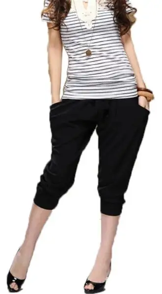 Large Size 5Xl 6XL Calf Length Pants Summer Womens Soft Milk Silk Stretch Plus Harem Trousers Female DV111 | Женская одежда