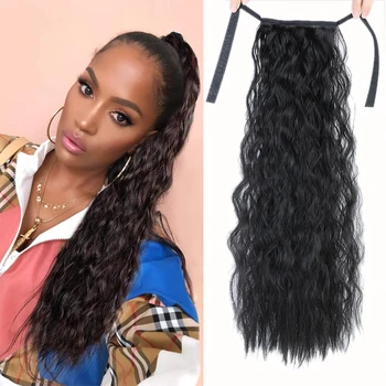 

XIYUE Long Afro Curly Clip in Hair Ponytail Synthetic Hairpiece Pony Tail Hair Piece For Women Fake Bun Clip In Hair Extension