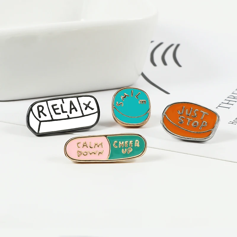 2-7pcs/set Funny Enamel Brooch Cartoon Cat Pink Game Console Car Earth Pins Cute Pills Band-Aid Letter Sign Lapel Badges Jewelry - Image 3