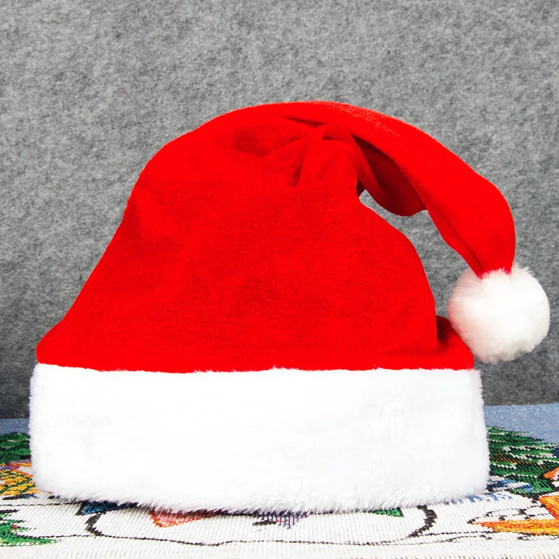 New Year Christmas Santa Claus Hat Red Velvet Plush Cotton Hats For Adult Children Christmas Festival Ornaments Decoration