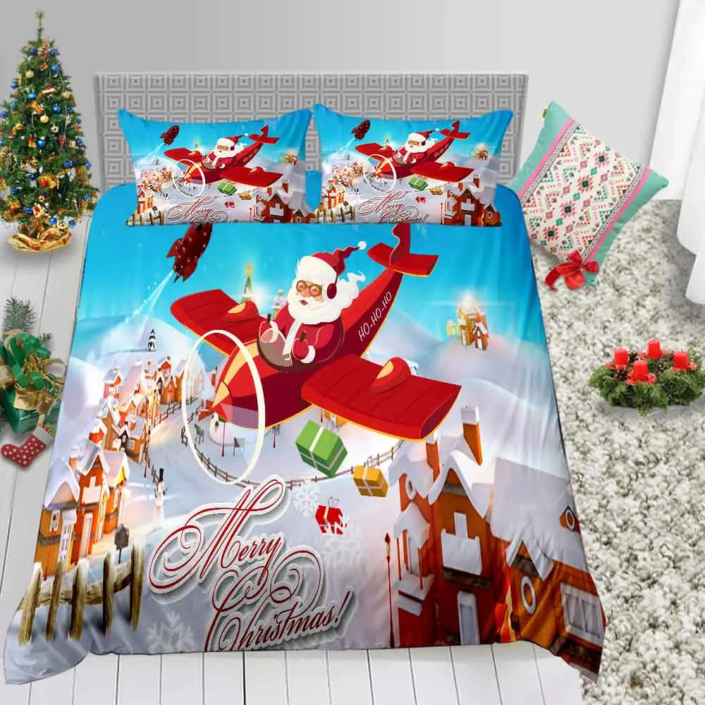 

Thumbedding Cartoon Santa Bedding Set Christmas Full 3D Printed Creative Duvet Cover King Queen Twin Single Double Bed Set