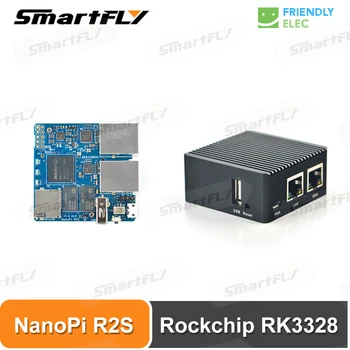 

2020 New NanoPi R2S Rockchip RK3328 with CNC Metal Case Mini Router Dual Gigabit Port 1GB SBC OpenWrt System