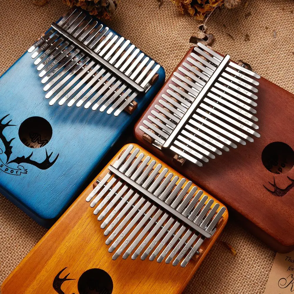 17 Keys EQ Kalimba Mahogany Thumb Piano Kalimba Finger Piano with Electric Pickup Tuner Hammer Beginner Music Learning Keyboard