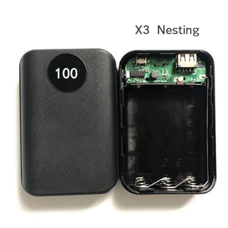 

High Portable 2 USB Ports PowerBank DIY Case 3x 18650 Battery Charger Mobile Phone Charger Power Bank Box Shell Kit
