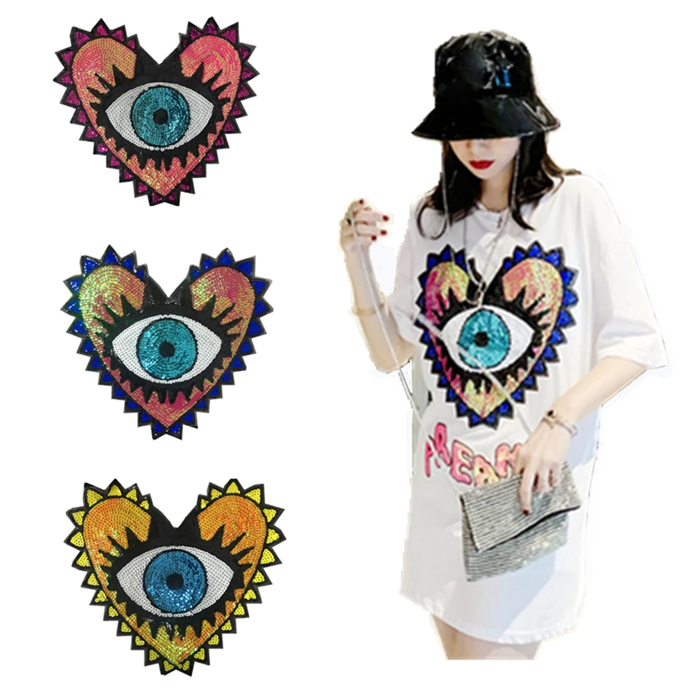 

1pc Embroidered Sequin Eye Patches DIY Badge Motif Applique Compatible for Clothing Apparel Accessories Badge Patches