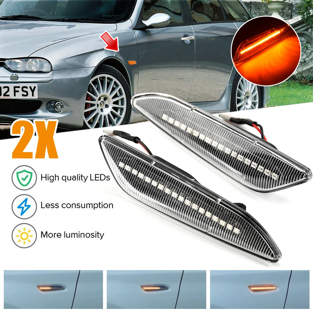 Kaufe LED Dynamische Blinker Seite Marker Blinker Lampe Zubehör Für Alfa  Romeo 147 156 Fiat Egea Tipo Lancia Delta ypsilon 3