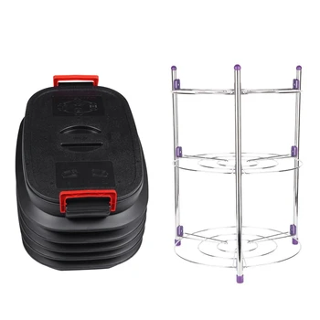 

1Pcs Folding Water Bucket with Lid Car Trash Can & 1Pcs 3 Tier Pan Rack Multi-Functional Kitchen Storage Rack