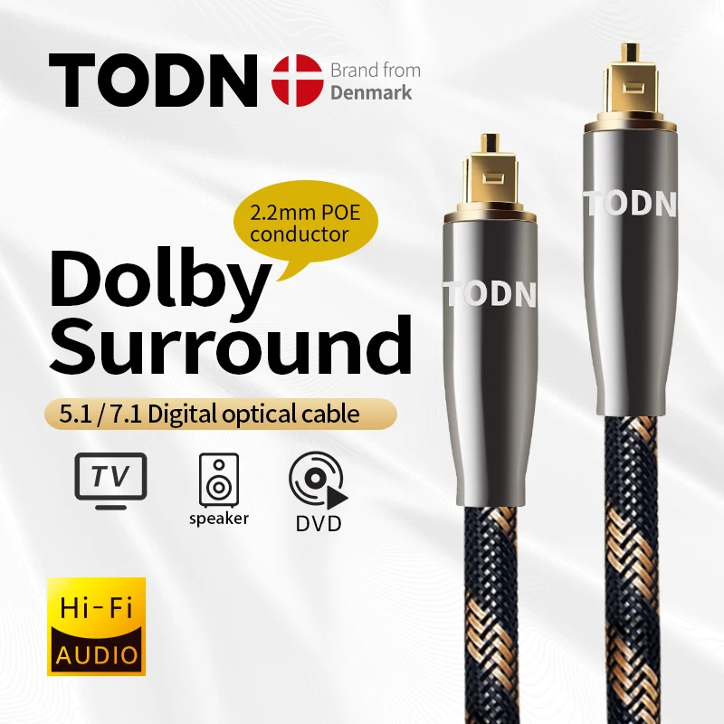 Todn 5.1 Digital Optical Audio Toslink Cable Cavo Audio In Fibra Ottica 1M 2M 3M 10M 15M Per Hi-Fi Dvd Tv Todn 5.1 Digital