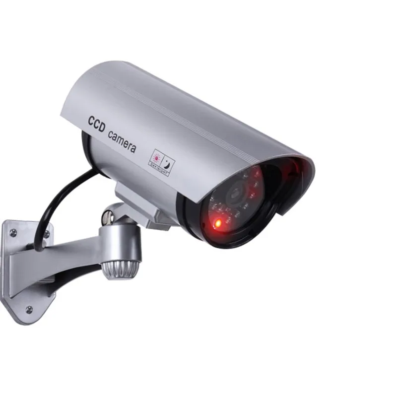 Fausse caméra de surveillance de type bullet avec lumière DEL rouge  clignotante - Couleurs variées